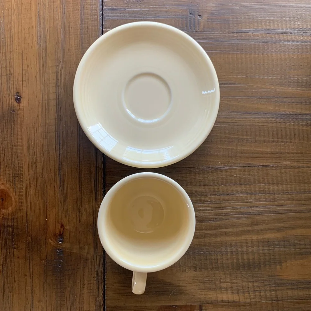Fiesta Fiestaware Ivory off white teacup and saucer